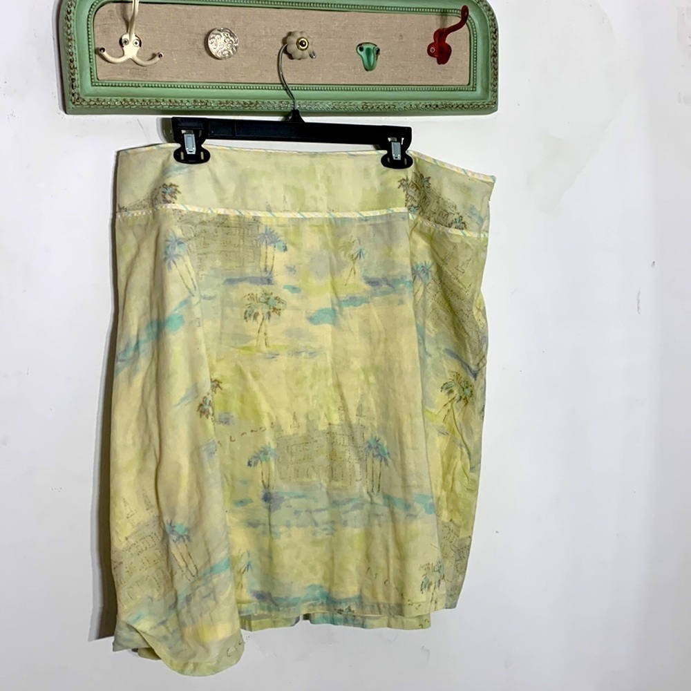 Susan Bristol women’s plus a line knee length skirt island watercolor scene
